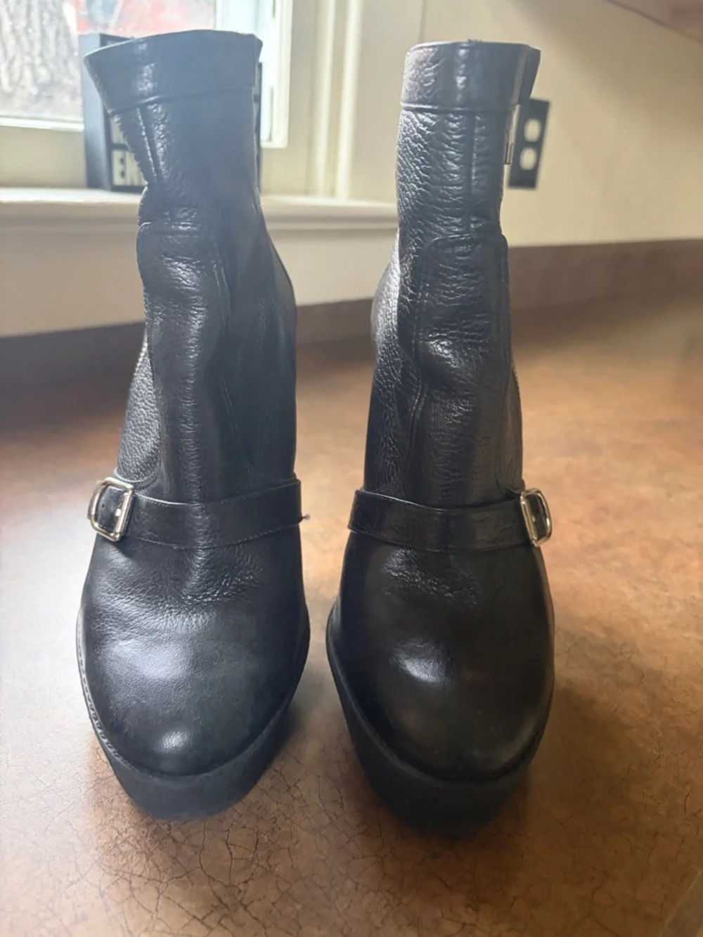 Pour La Victoire Moto Biker Boots Bootie Black Heel 10 - Picture 4 of 7